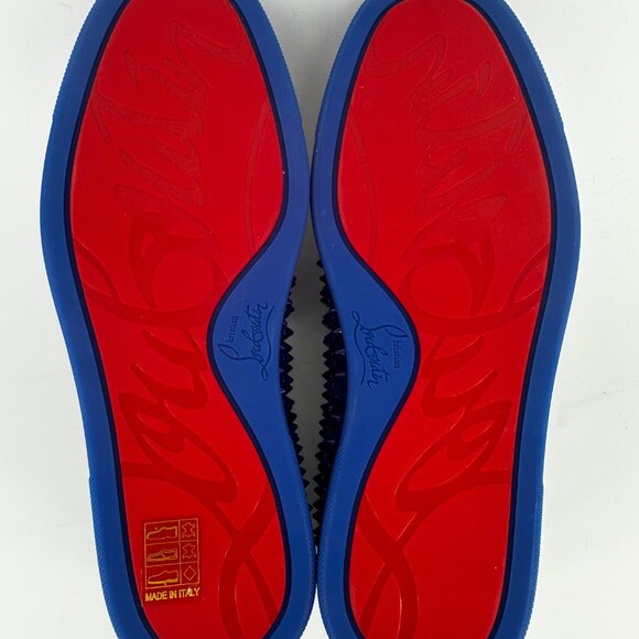 Louboutin Blue Suede Roller Boat Spiked Flats - Size 39 - Picture 12 of 12